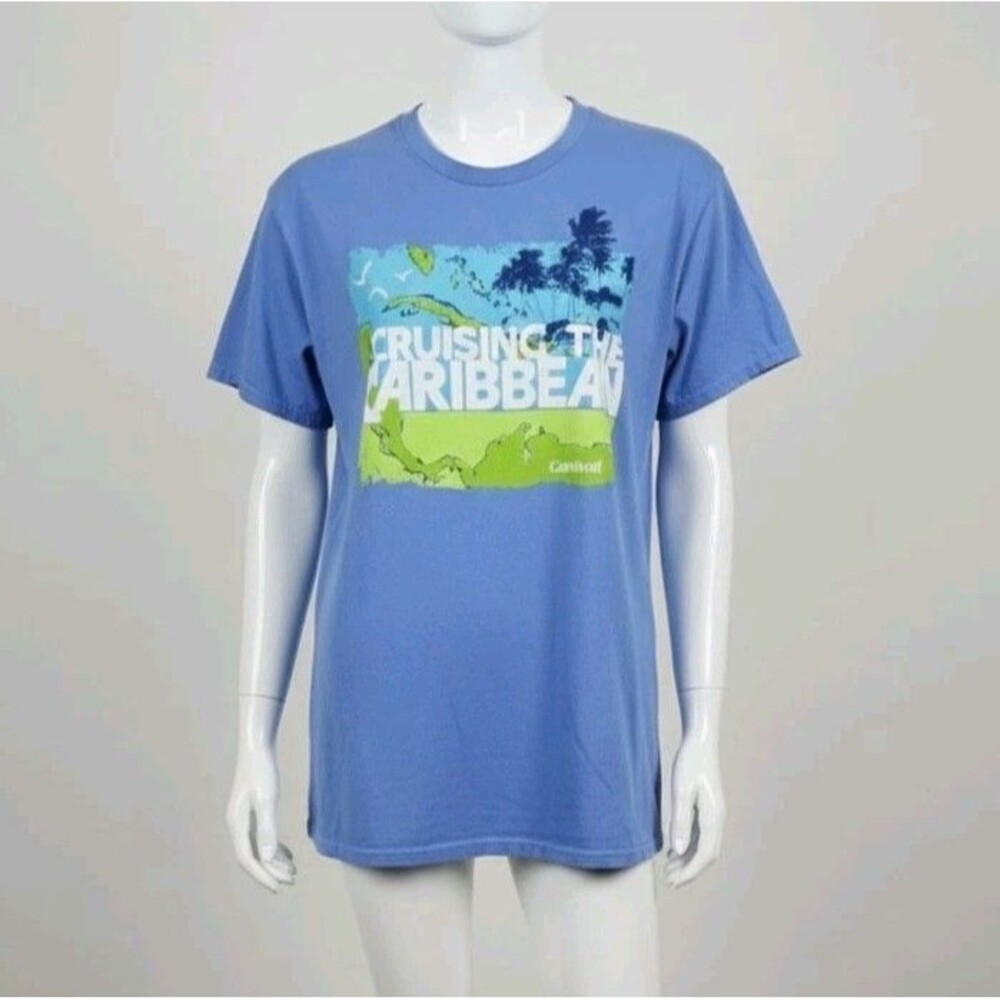 Carnival Cruise Line Shirt Mens M Blue Cruising The Caribbean Gildan Heavy Cotto